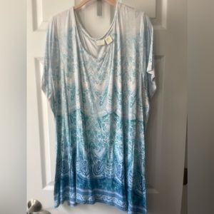 St. Tropez 3x Blue and White V-neck Top